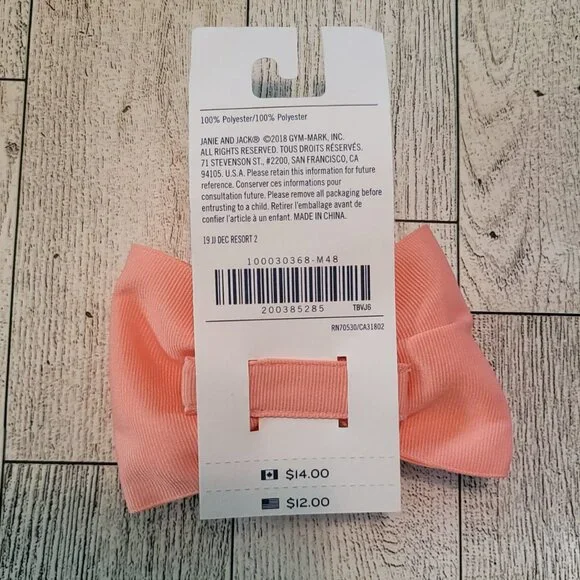 Janie and Jack Pink and White Clip in Bow - Picture 2 of 2